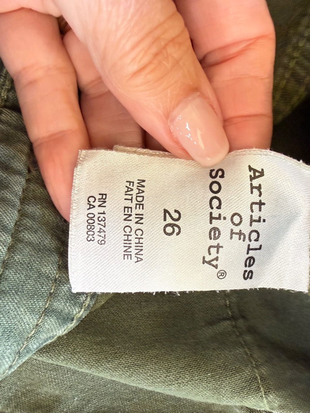 Articles of Society Belle shorts, army green, 26 - Picture 8 of 10
